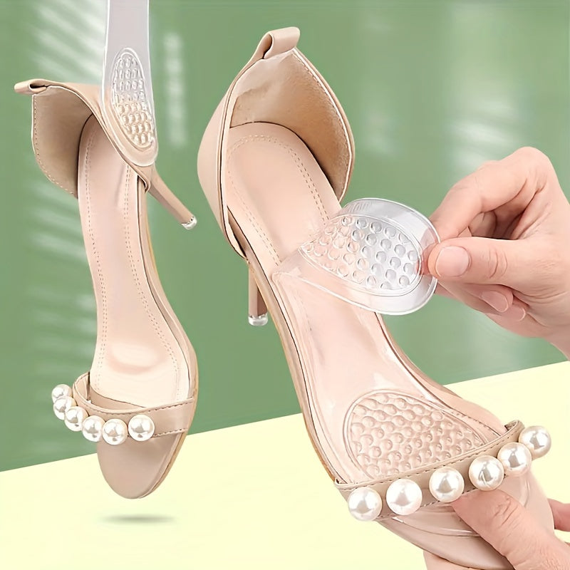 6pcs Anti-Slip Sandal Pads & Cowhide Leather Imitation Insoles for High Heels, Improve Comfort, with Silicone Insoles, Transparent-Slip Forefoot Pads, Washable Shock-Absorbing Self-Adhesive Foot Pads